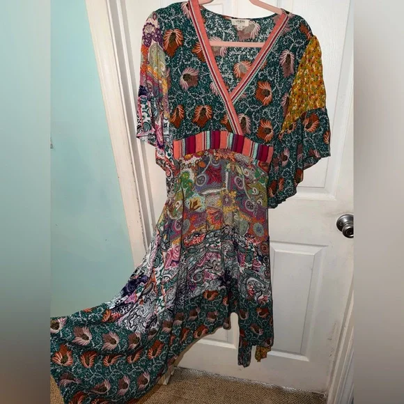 Umgee Multicolor Floral Paisley Boho Dress Size L - Picture 2 of 4